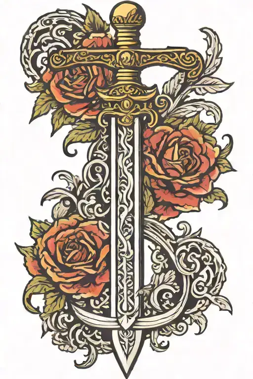 sword with a tritone handle tattoo design idea