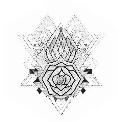 A geometric pattern incorporating different types of succulents and cacti tattoo design idea