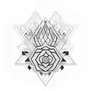 A geometric pattern incorporating different types of succulents and cacti tattoo design idea