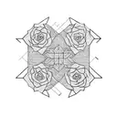 A geometric pattern incorporating different types of succulents and cacti tattoo design idea