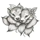 otters holding hands tattoo design idea
