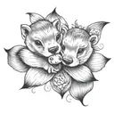 otters holding hands tattoo design idea