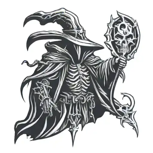 plague doctor, grim reaper, wendigo tattoo design idea