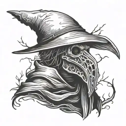 plague doctor, grim reaper, wendigo tattoo design idea