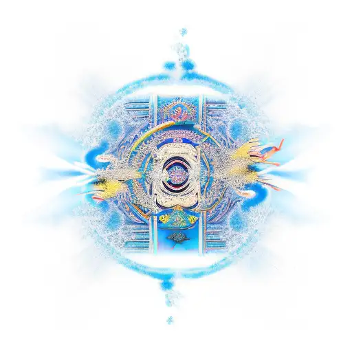 Shakuhachi flute morphing into blue air tattoo design idea