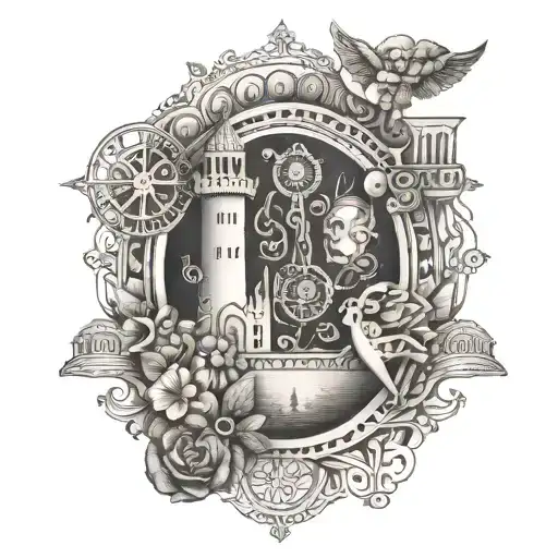 An intricate tattoo featuring historical symbols from Ireland and England, representing your love for history and heritage tattoo design idea