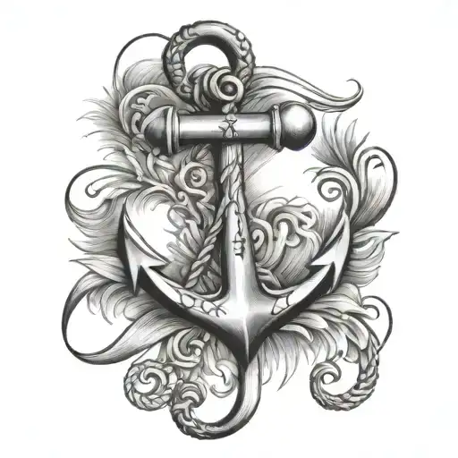 anchor 1999 written vertically tattoo design idea
