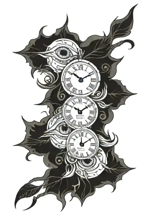 clock with eyes blue   tattoo design idea