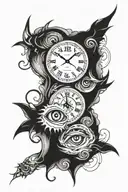 clock with eyes blue   tattoo design idea