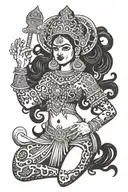 Goddess Kali is angry, dancing tattoo design idea