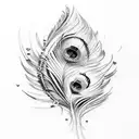 peacock feather and flute tattoo design idea