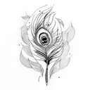 peacock feather and flute tattoo design idea