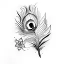 peacock feather and flute tattoo design idea