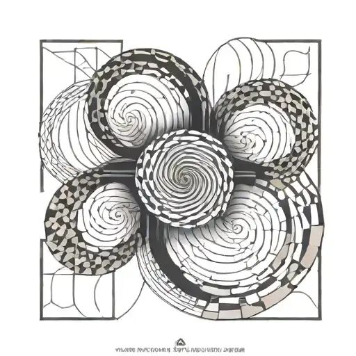 kaizen symbol emerging from surrounding fibonacci sequence tattoo design idea