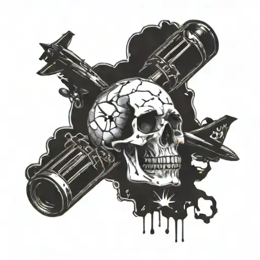 air force tattoo with science equation intertwined—skull, bombs evil. tattoo design idea