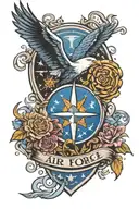 air force with science incorporated within tattoo design idea