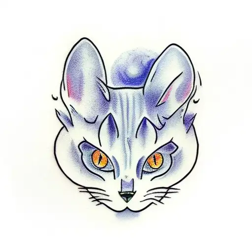 russian blue cat and full moon tattoo design idea