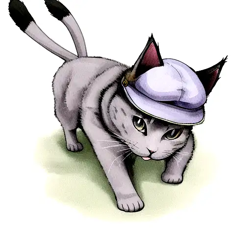 russian blue cat wearing cap tattoo design idea
