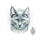 russian blue cat and full moon tattoo design idea