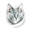 russian blue cat and full moon tattoo design idea