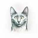 russian blue cat and full moon tattoo design idea