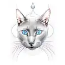 russian blue cat and full moon tattoo design idea