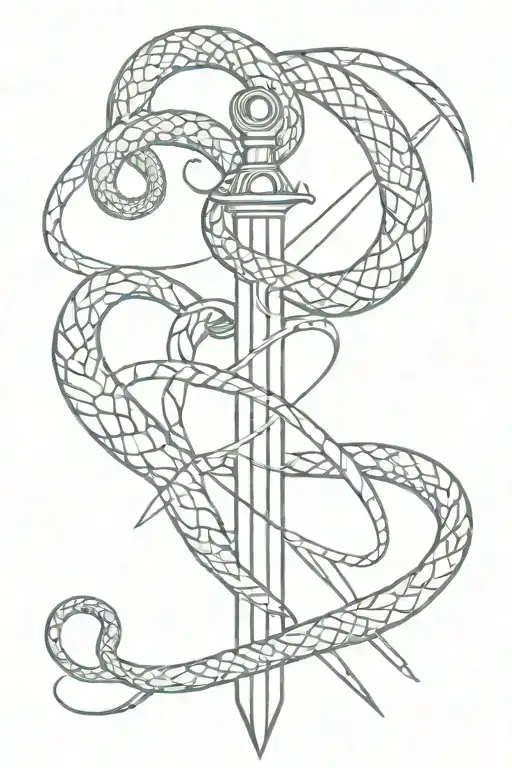 Sword and snake wrapped tattoo design idea