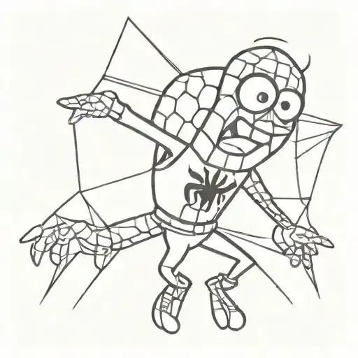 spongebob as spiderman peter parker tattoo design idea