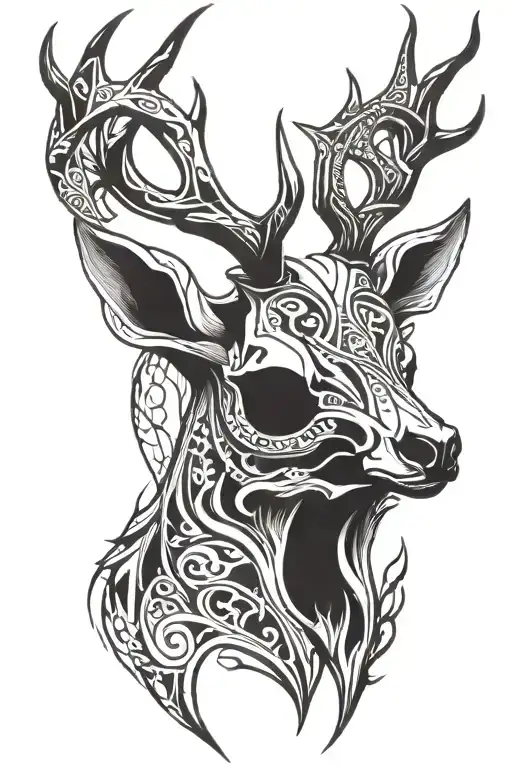 Deer skull tattoo design idea