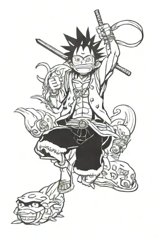 one piece, dragonball, Naruto, akira anime tattoo design idea