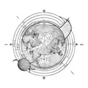 square surf planet abstrait Line tattoo design idea