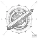 square surf planet abstrait Line tattoo design idea