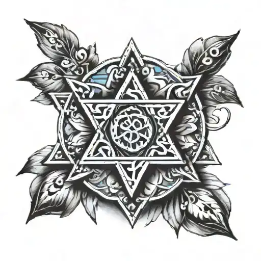 Turkish female ruler crown and star of david tattoo design idea