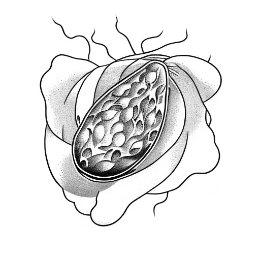 avocado pit growing roots tattoo design idea