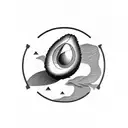 avocado pit growing tattoo design idea