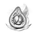 avocado pit growing tattoo design idea