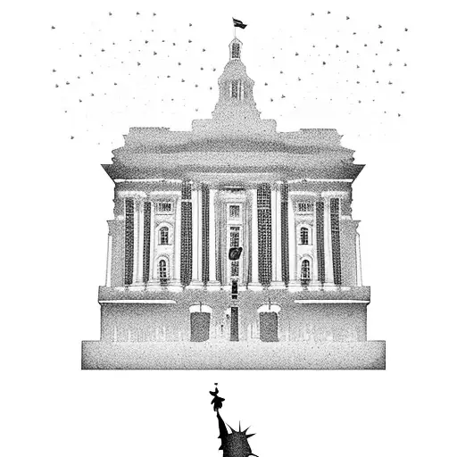 A silhouette of Atascadero's iconic landmarks with a patriotic twist tattoo design idea