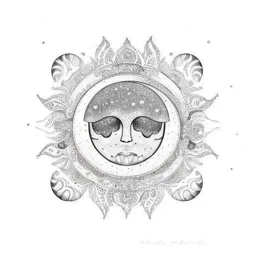floral moon and sun jellyfish tattoo design idea