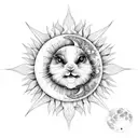 floral moon and sun bunny grunge  tattoo design idea