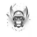 rock and roll monkey tattoo design idea
