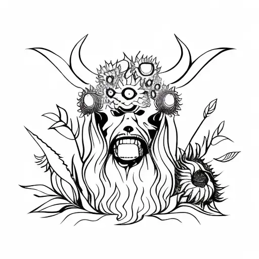 ukrainian trident intertwined with sunflowers tattoo design idea