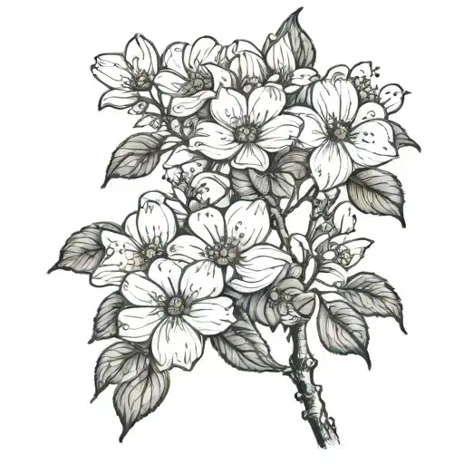 dogwood tree with four flowers tattoo design idea