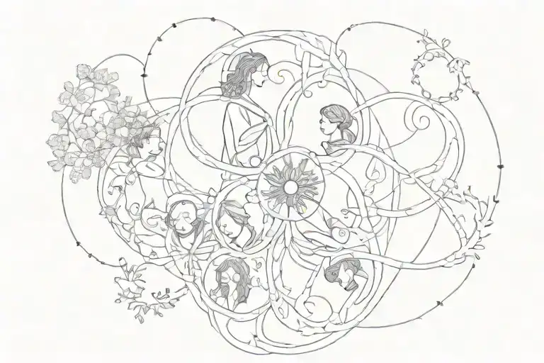 family constellations intertwined tattoo design idea