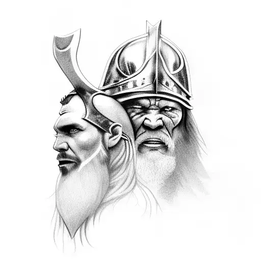 vikings war father son god and crow tattoo design idea
