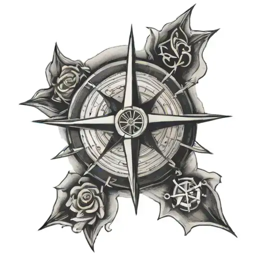 occitan cross and compass rose tattoo design idea