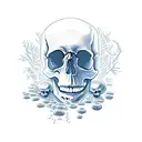 skull overgrown with mushrooms tattoo design idea