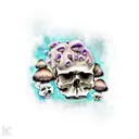 skull overgrown with mushrooms tattoo design idea