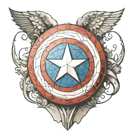 Captain America shield cancer zodiac sign tattoo design idea
