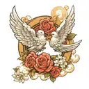 angel doves and clouds surrounding tattoo design idea