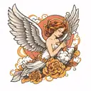angel doves and clouds surrounding tattoo design idea